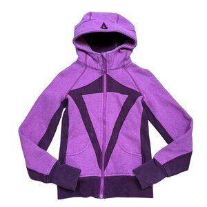 Ivivva Lululemon Girls Purple & Plum Fleece Hoodie Jacket Full Zip Thumbholes 10